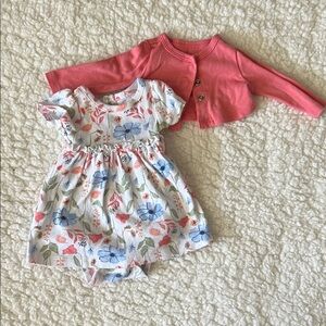 Carter's Floral Dress with Pink Cardigan